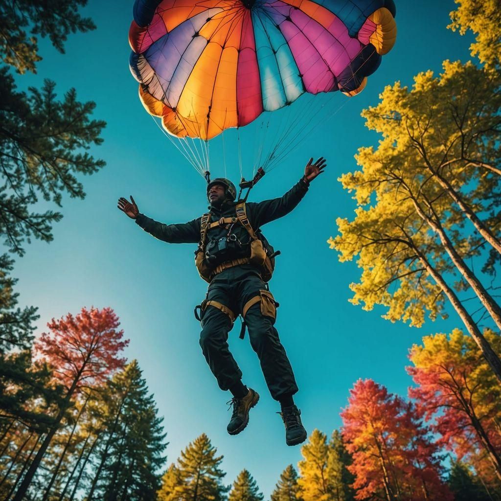 Dramatic Forest Parachute Jump in Cinematic Style