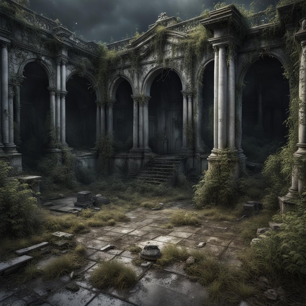 Haunted Graveyard: Photorealistic Abandoned Scene