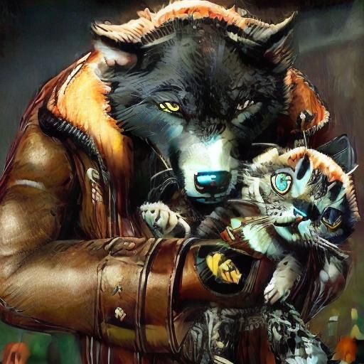 Animated Arctic Wolf and Tiger Cub in 3D