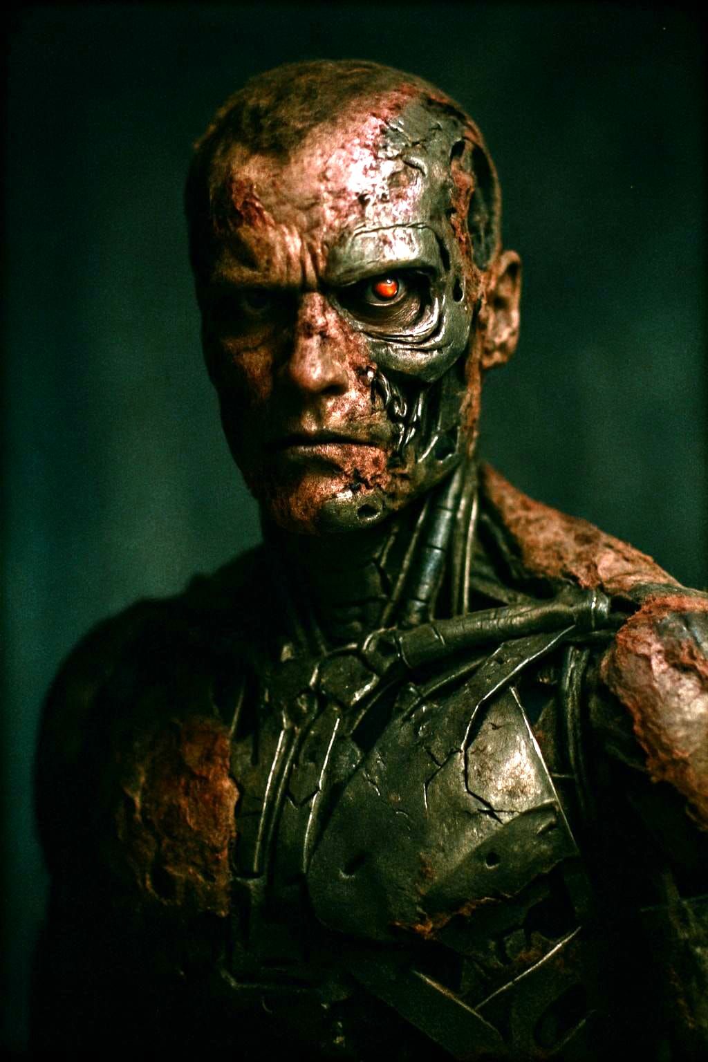 Terrifying Cyborg with Exposed Exoskeleton