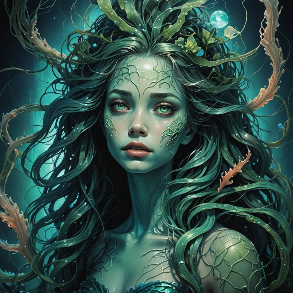 Lifeless Mermaid in Dark Fantasy Underwater World