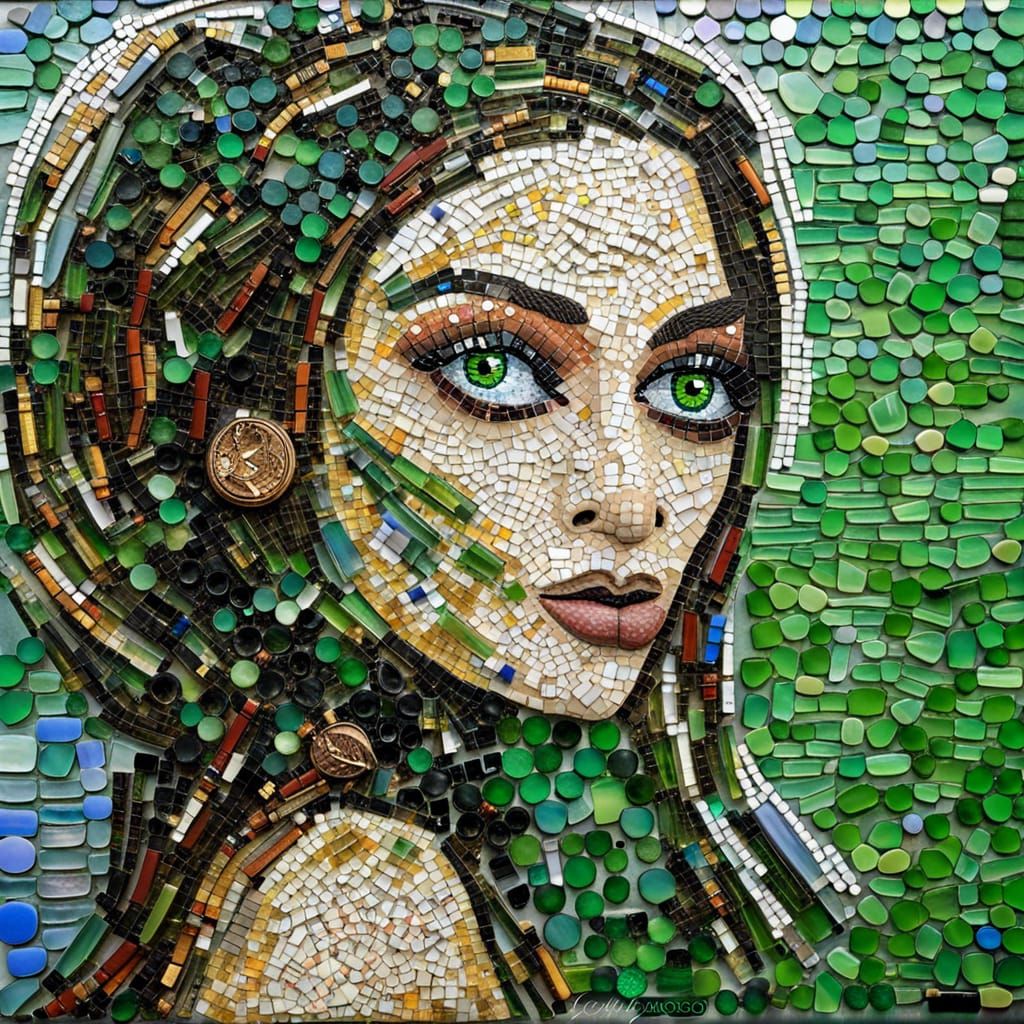 Goddess of Nature Mosaic Art from Recycled Glass