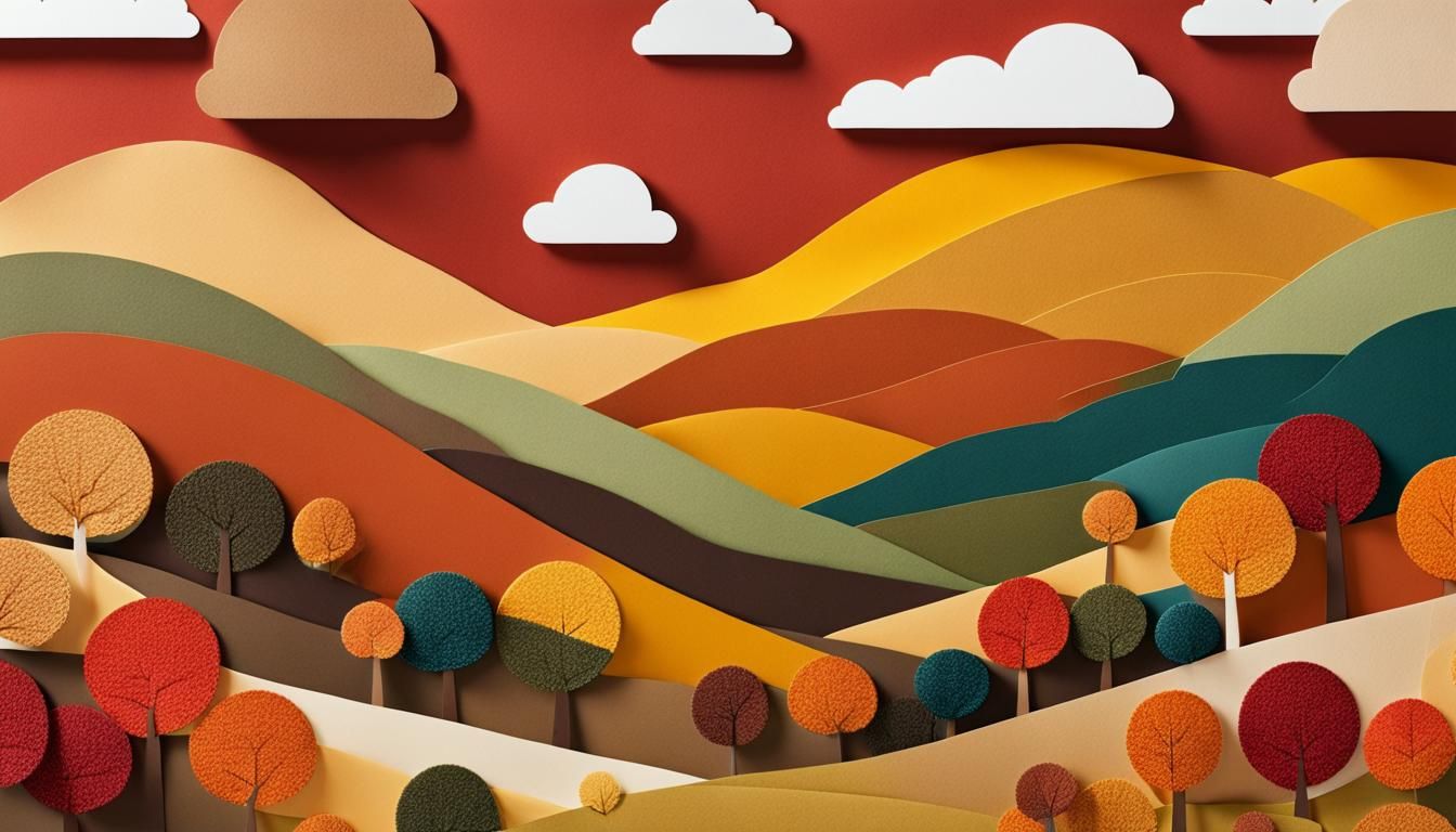 Autumn Landscape in Paper Collage Style