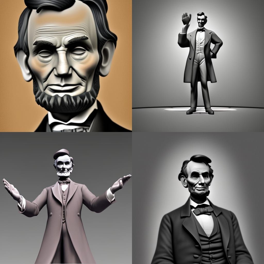 Abraham Lincoln: Pixar-Style 3D Digital Art
