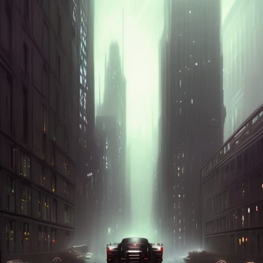 Hyperdetailed Dark City Concept Art in Unreal Engine