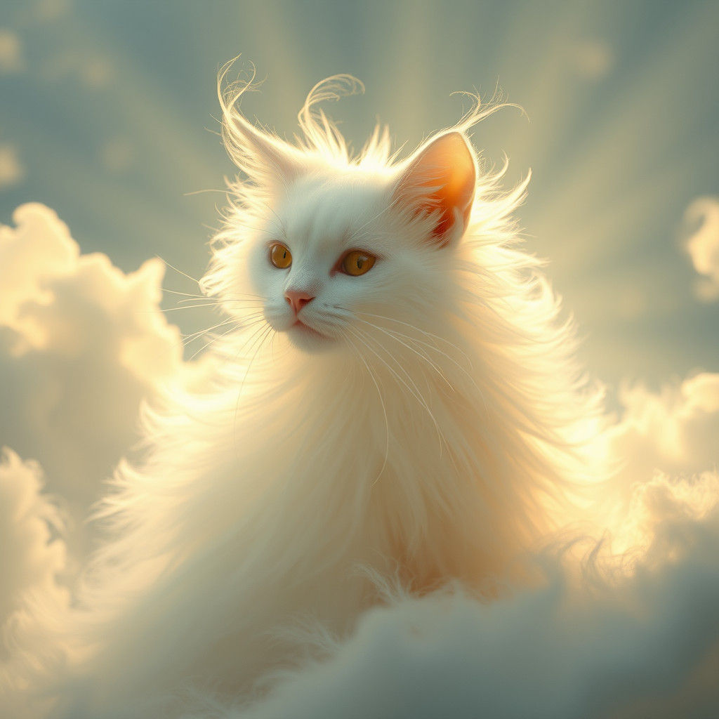 Ethereal Cat Formed of Light and Mist
