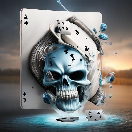 Waterfall Out of Playing Card, Dark Fantasy Style