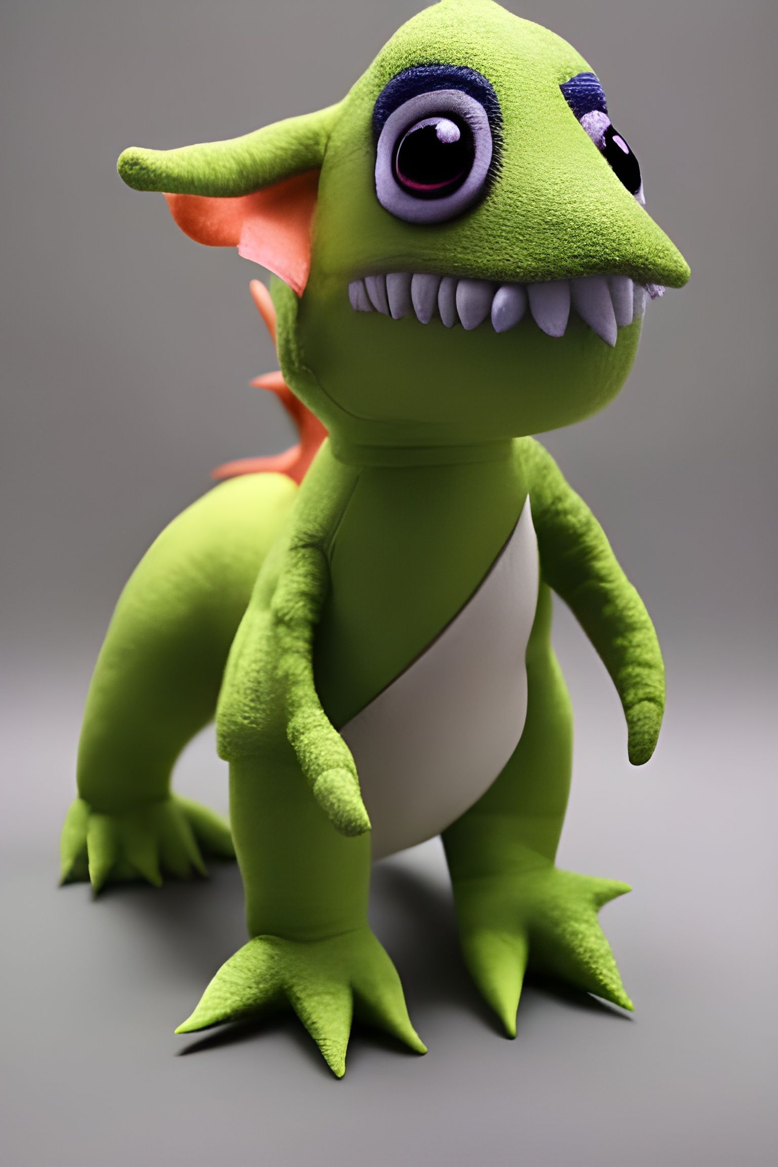 Chibi Dino-Beast Monster Plush Toy, Detailed 3D Art