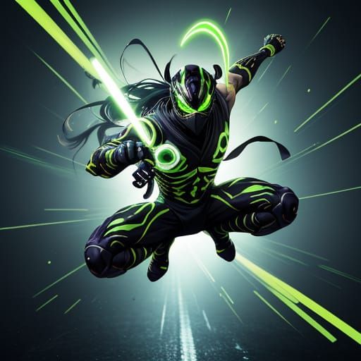 Ninja Zebra Leaping in Dynamic Pose - Vibrant Digital Art