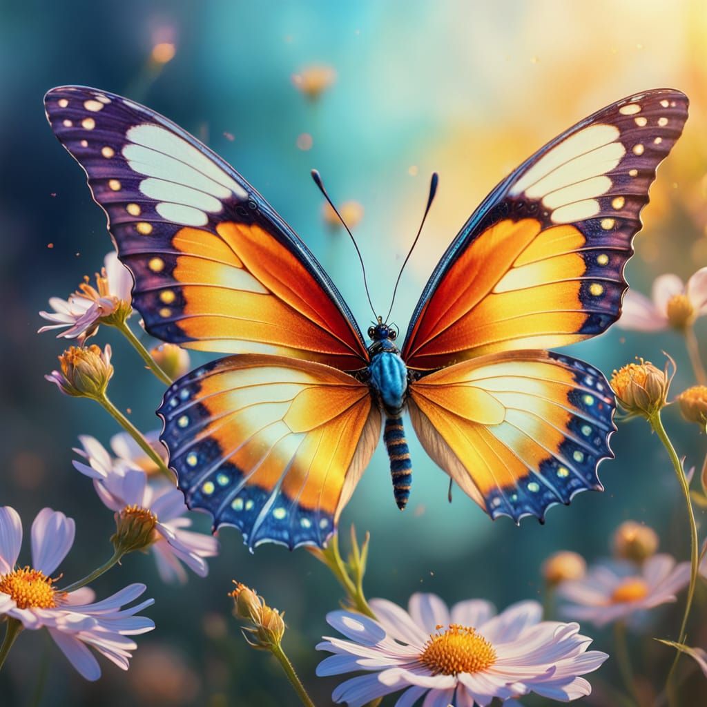 Confused Butterfly: Macro Oil Painting in Surrealism