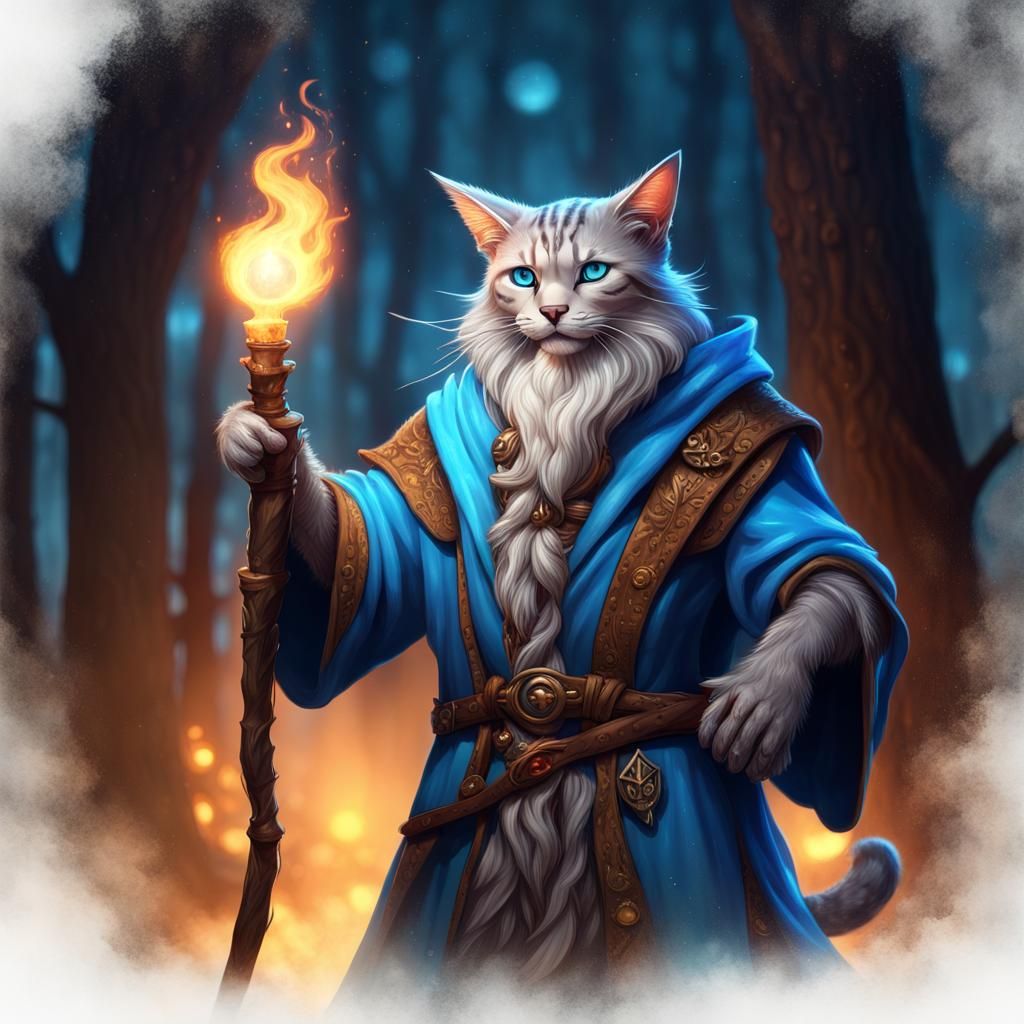 Tabaxi Sorcerer Casting Magic in the Woods