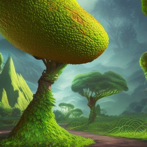 Detailed Avocado Forest Matte Painting