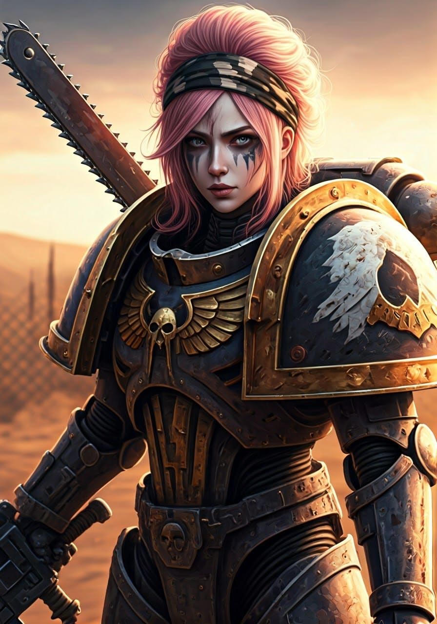 Futuristic Warhammer 40k Space Marine Necron Waifu