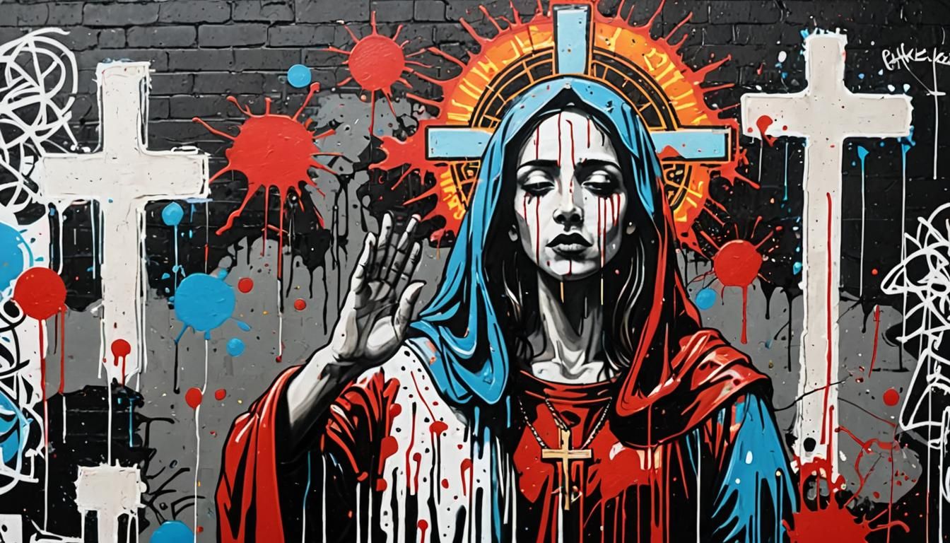 Graffiti Art: Mary on a Cross in Street Style