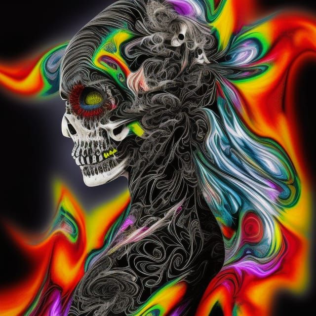Fractal Grim Reaper in Exploding Colors