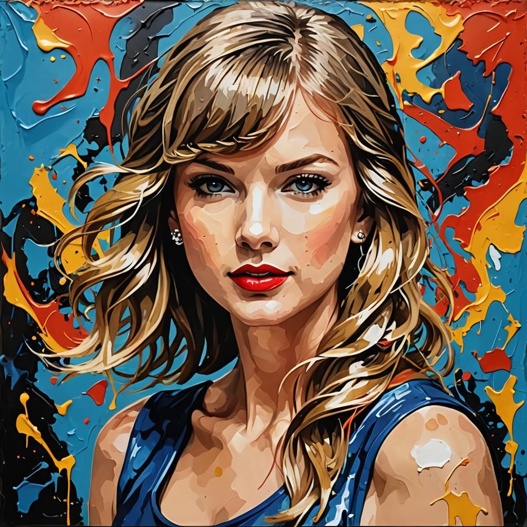 Thick impasto portrait of Taylor Swift in the style of Lee K...