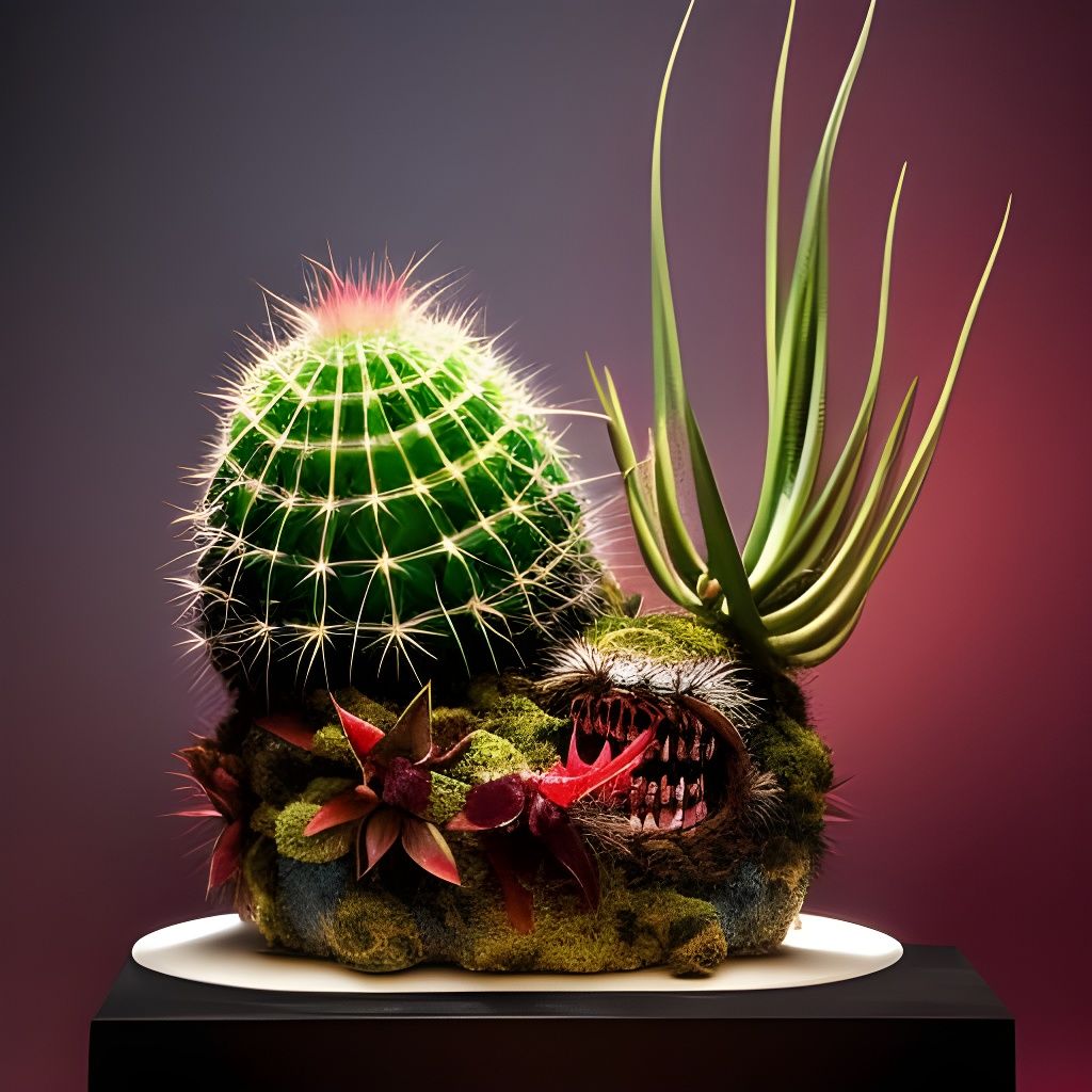 Monster Cactus with Mouth: Fantasycore Digital Art