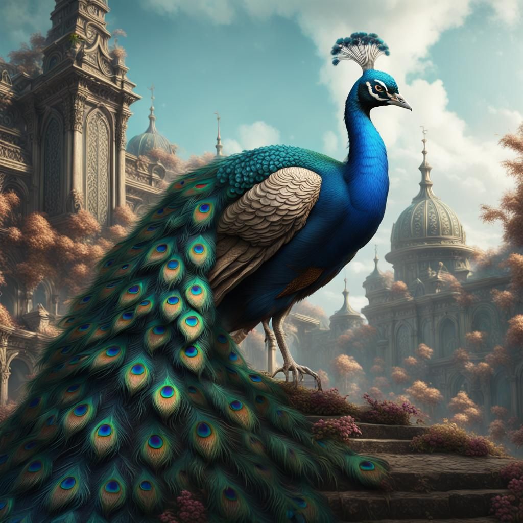 Fantastical Peacock in Detailed Matte Painting