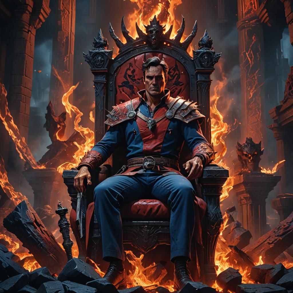 Ash Williams, King of Hell, in Digital Painting