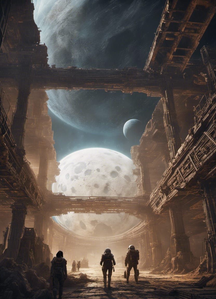 Explorers Discover Moon-Sized Ark, Digital Matte Painting