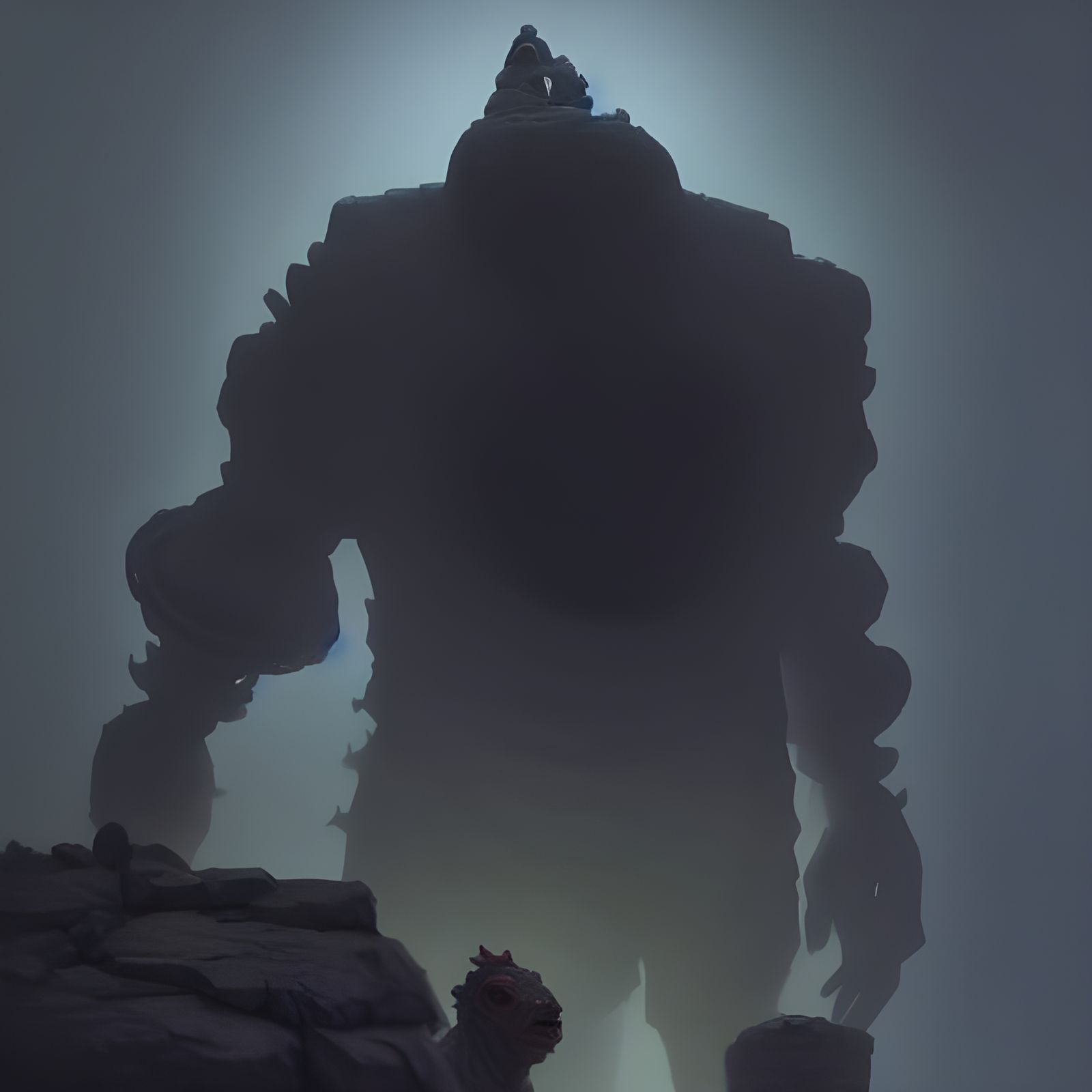 Intricate Ice Golem Painting in Cool Colors