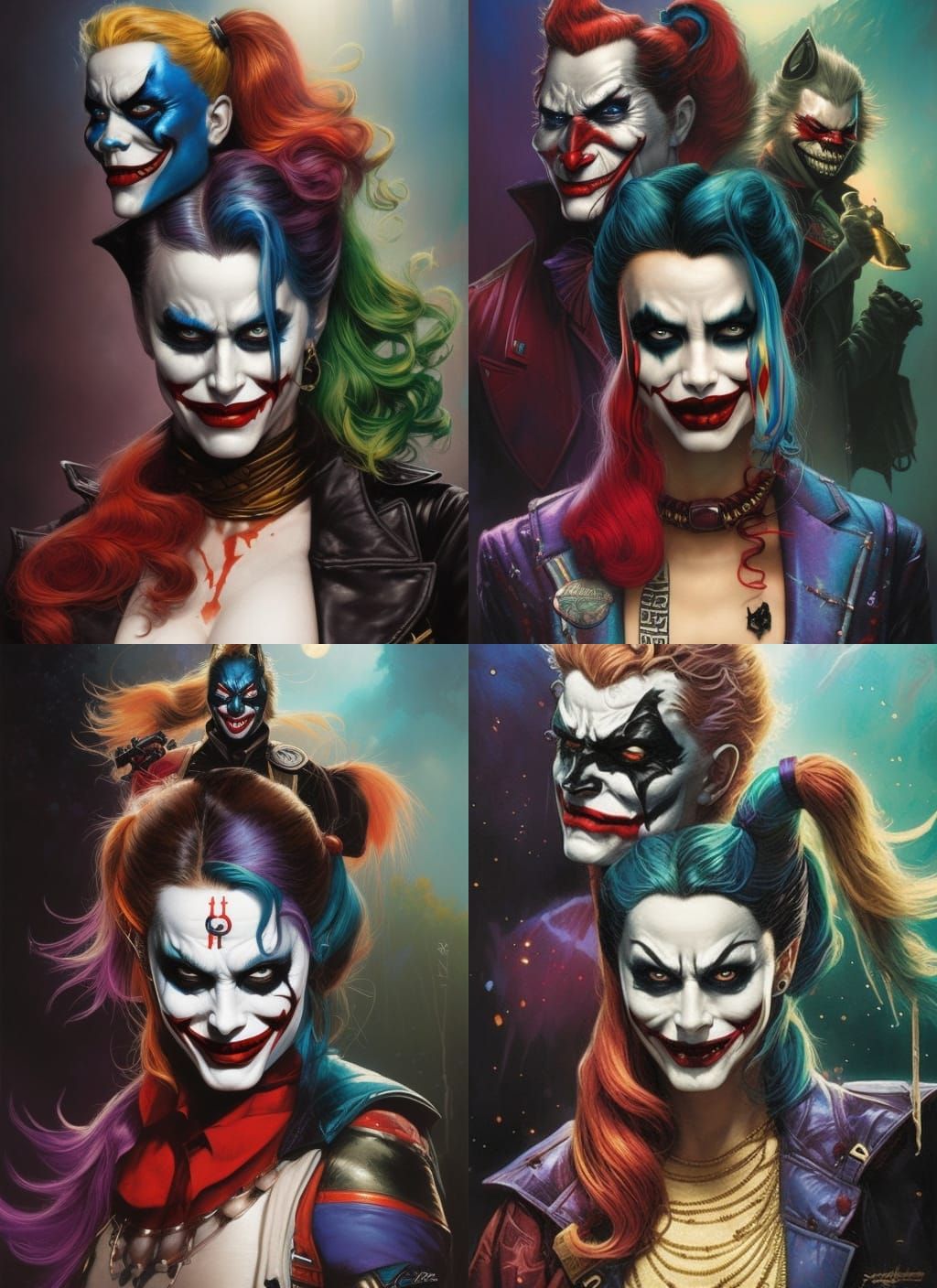 Harley Quinn Caricature with Joker Mask