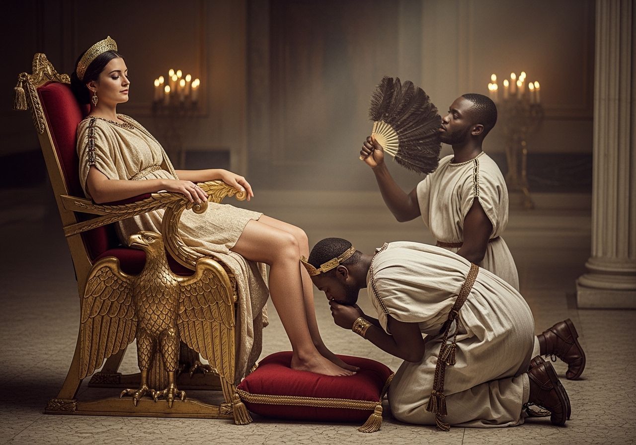 Roman Empress on Golden Eagle Throne in Imperial Palace