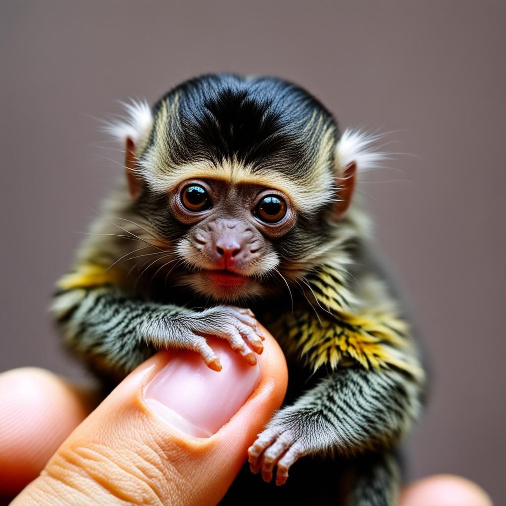 Pygmy Marmosets on a Human Finger