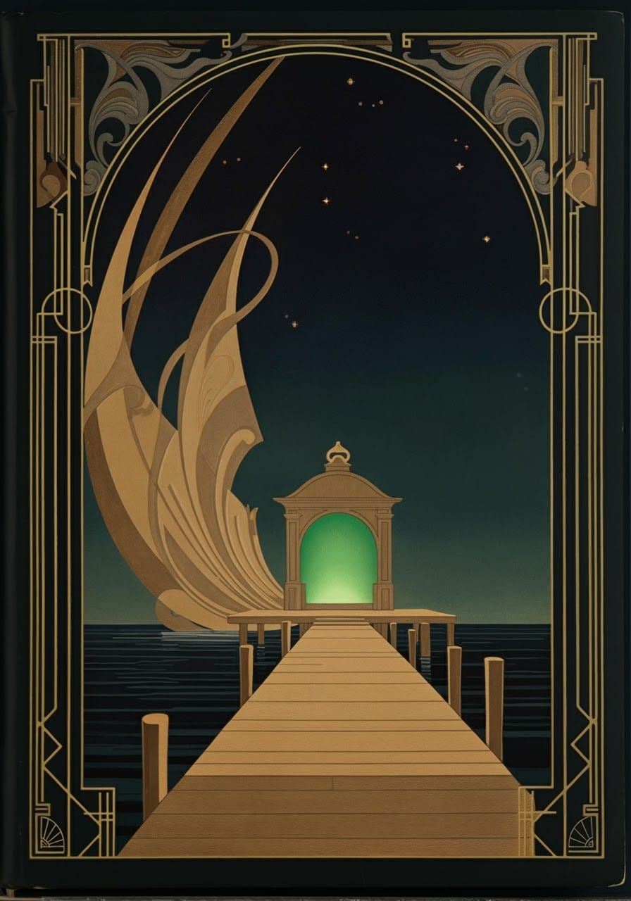 Gatsby's Green Light: Art Deco Book Cover