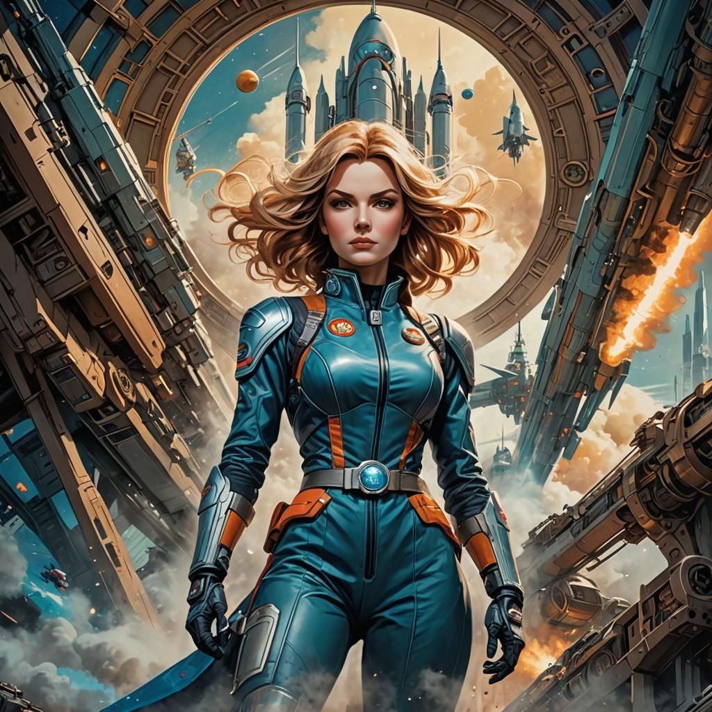 Glorious Space Patrol Blast Off in Art Nouveau Style