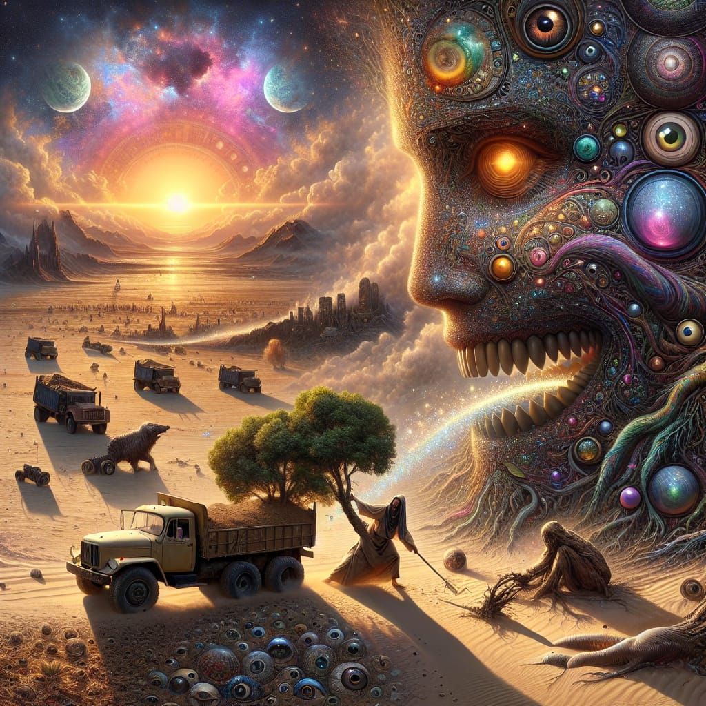 Mythological Collage of Rhytidocaulon Macrolobum in Digital ...