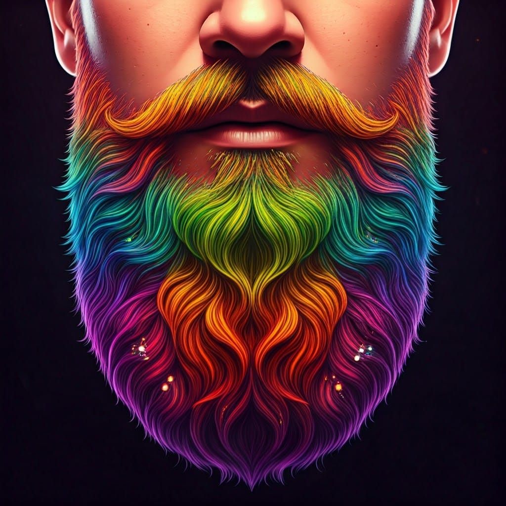Rainbow Glitter Beard in Neon Pop Art Style