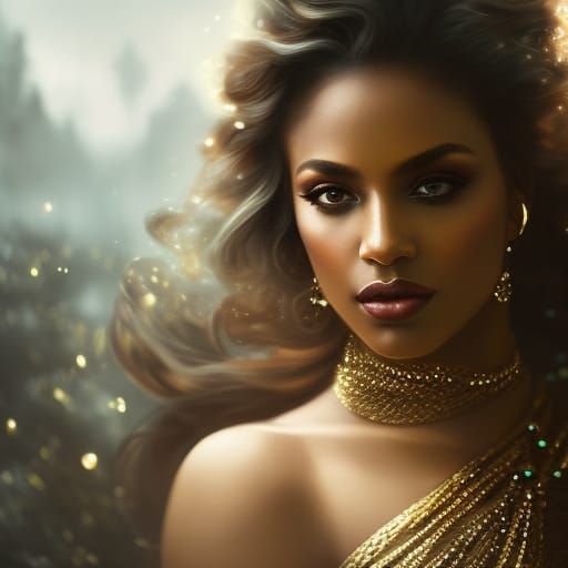 Romantic Metallic Goddess in Art Nouveau Style