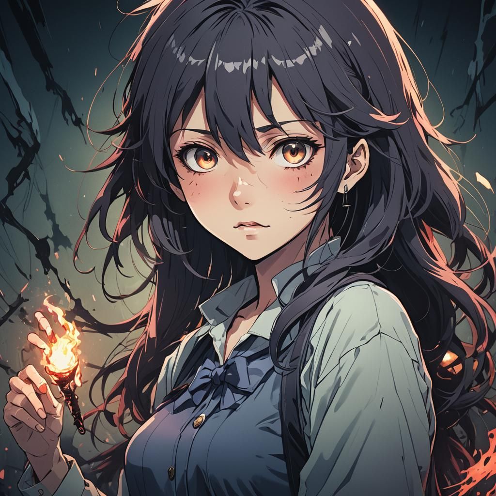 Horror Manga Girl in Studio Trigger Style