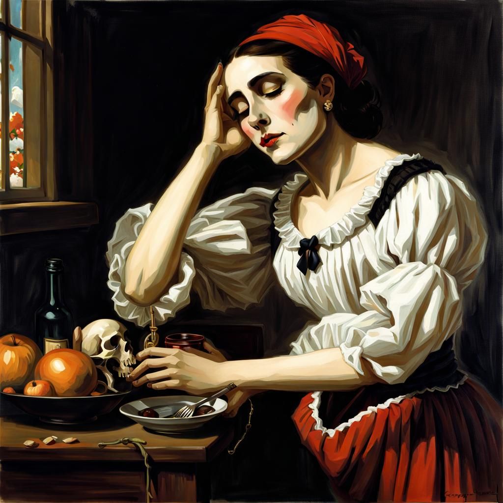 Melancholic Skeleton Soldier Reflects on Meaning of Life