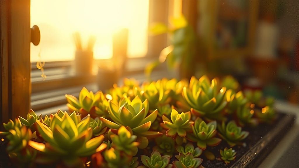 Golden Hour Succulent Garden in Vintage Aesthetic