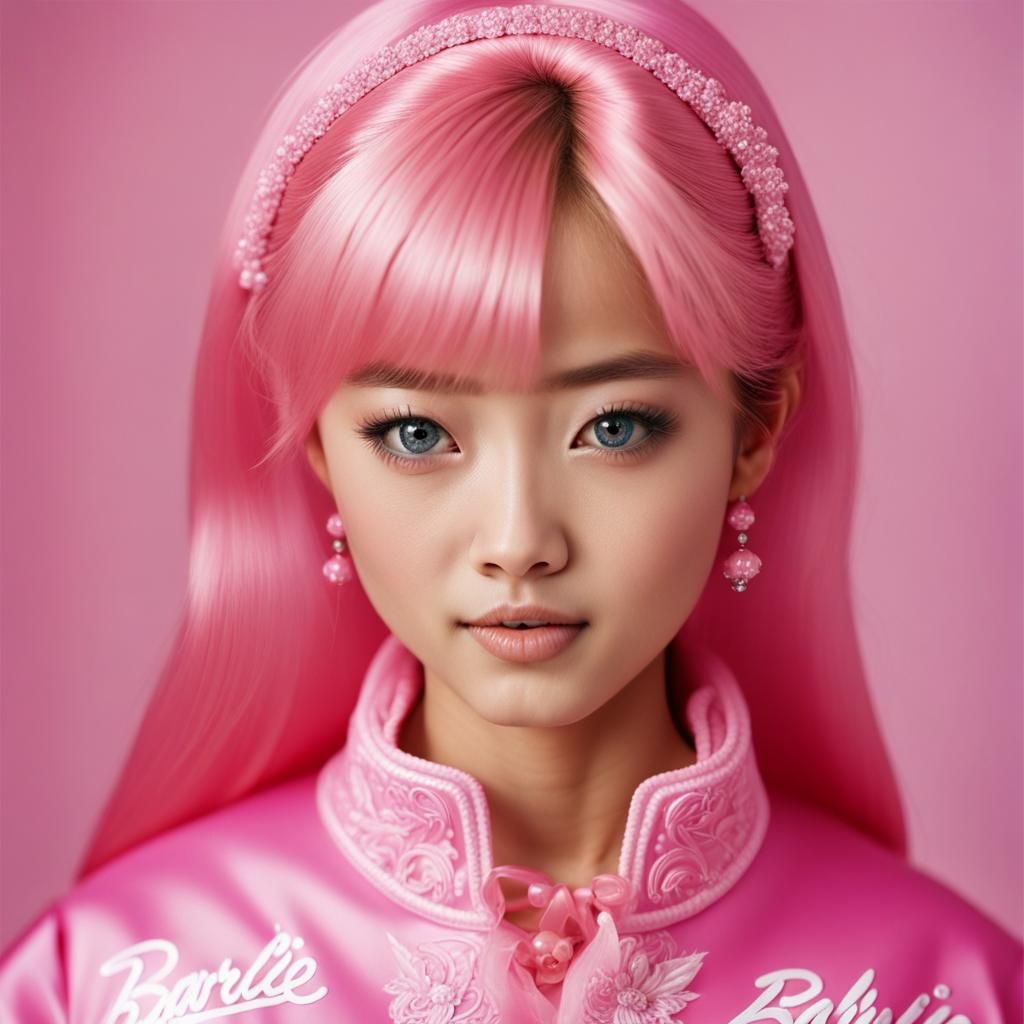 Japanese Model in Barbie Outfit: Professional Portrait
