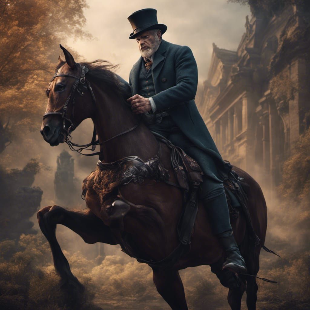 Angry Gentleman on Horse: Detailed Fantasy Art