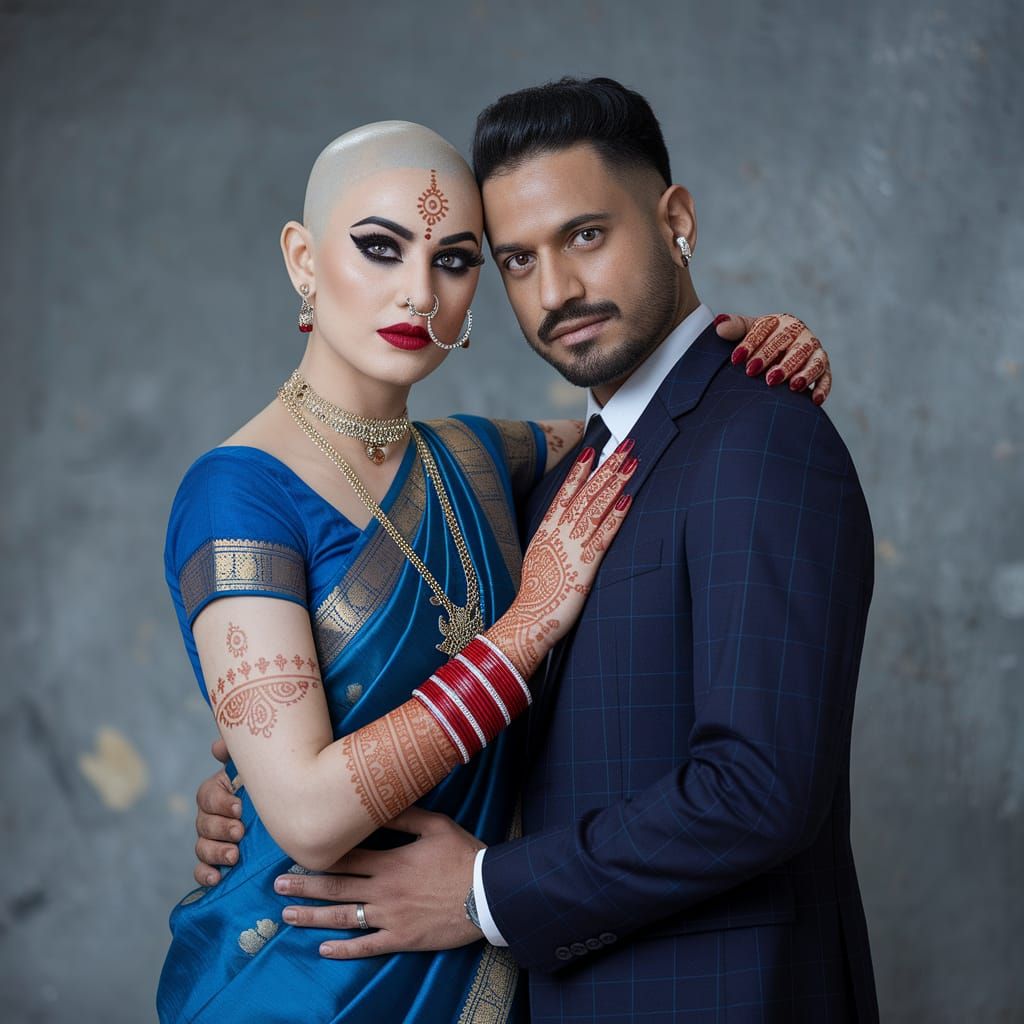 Androgynous Indian Husband Embraced by Sissyboi Partner