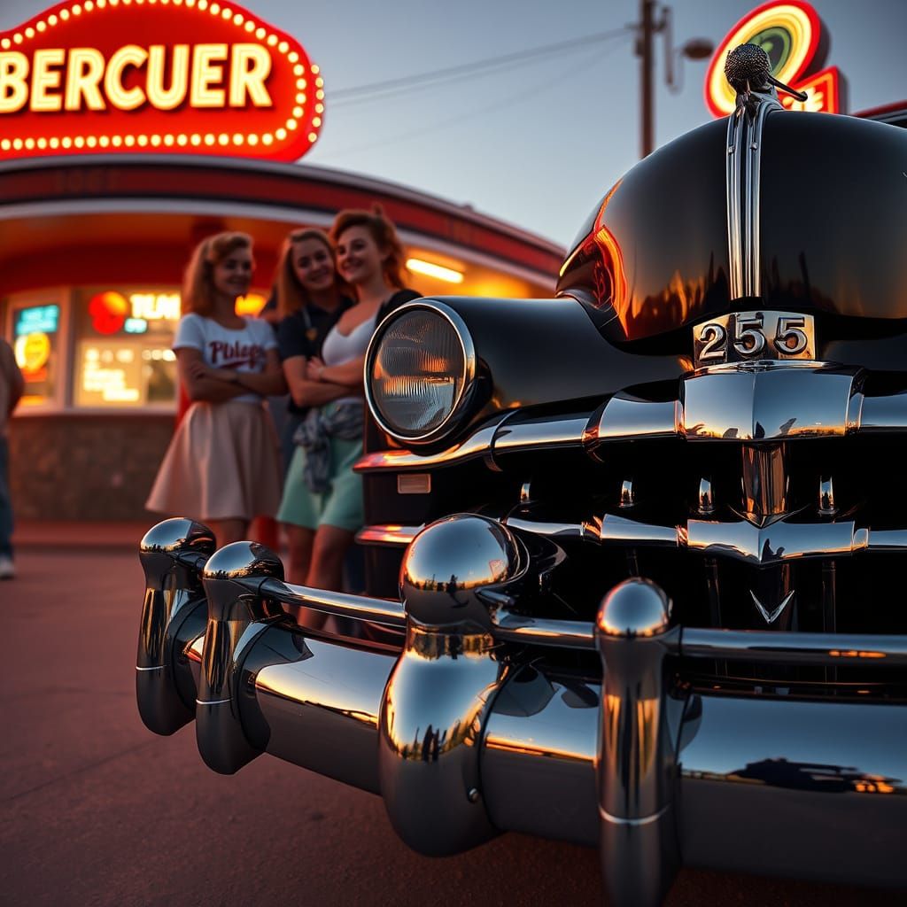 Vintage Chrome Beauty at 1960s Burger Joint