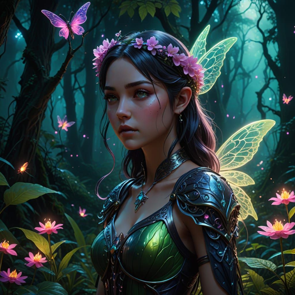 Enchanted Anime Fairy in a Whimsical Forest Scene