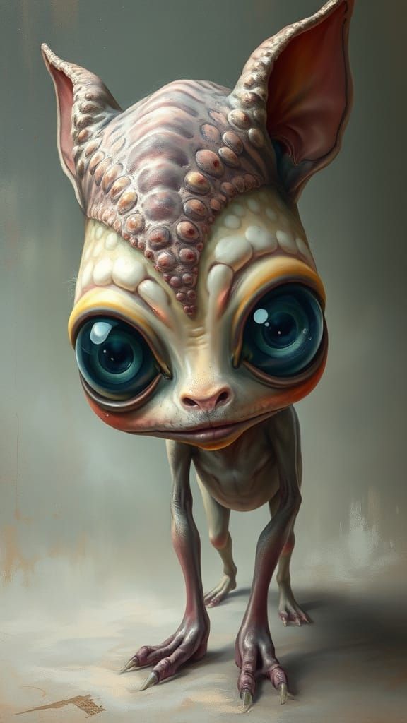 Surreal Whimsical Creature with Alien and Animal Elements