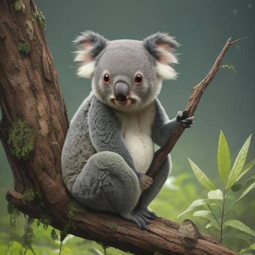 Koala with Fish Scales and Toxic Green Gas