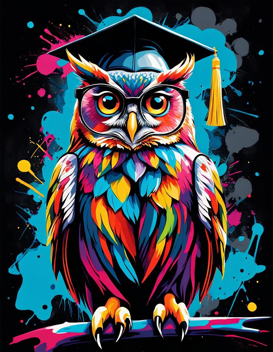 Colorful Owl Portrait in Graffiti Art Style