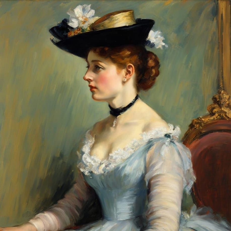 Victorian Woman: An Impressionistic Oil Portrait