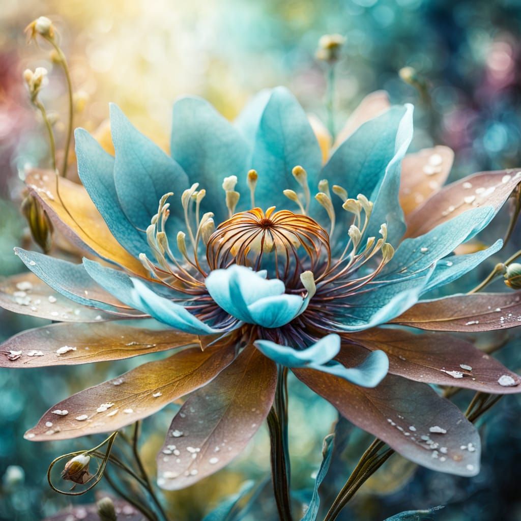 Surreal Stil Nouveau Dreamscape with Floral Bloom