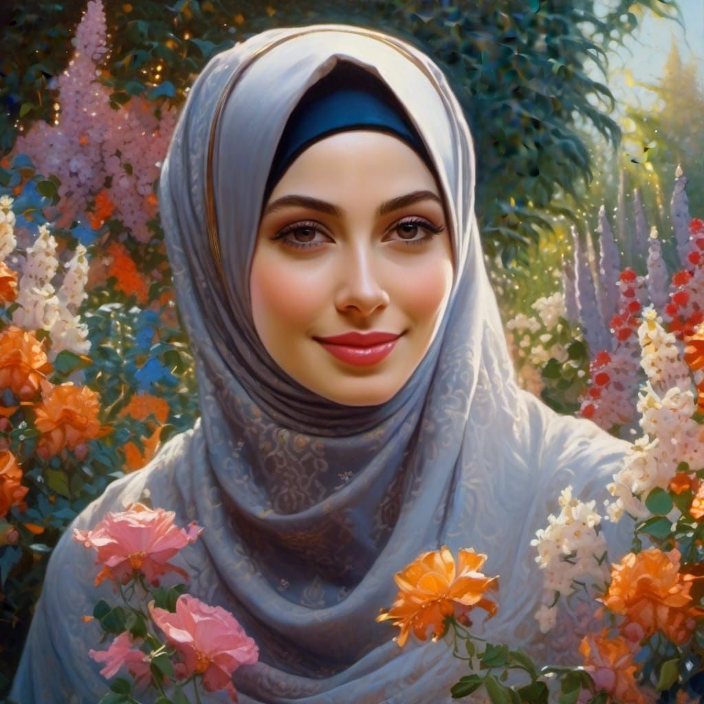Mystic Garden: Portrait of Woman in Hijab