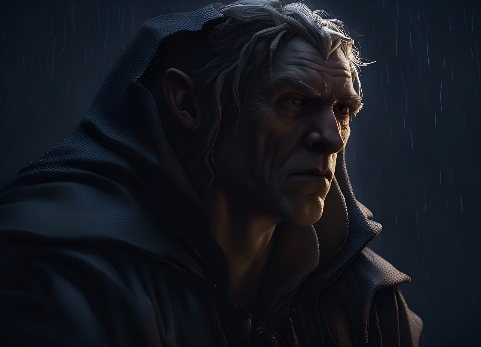 Moonlit Hunchback in a Digital Art Style