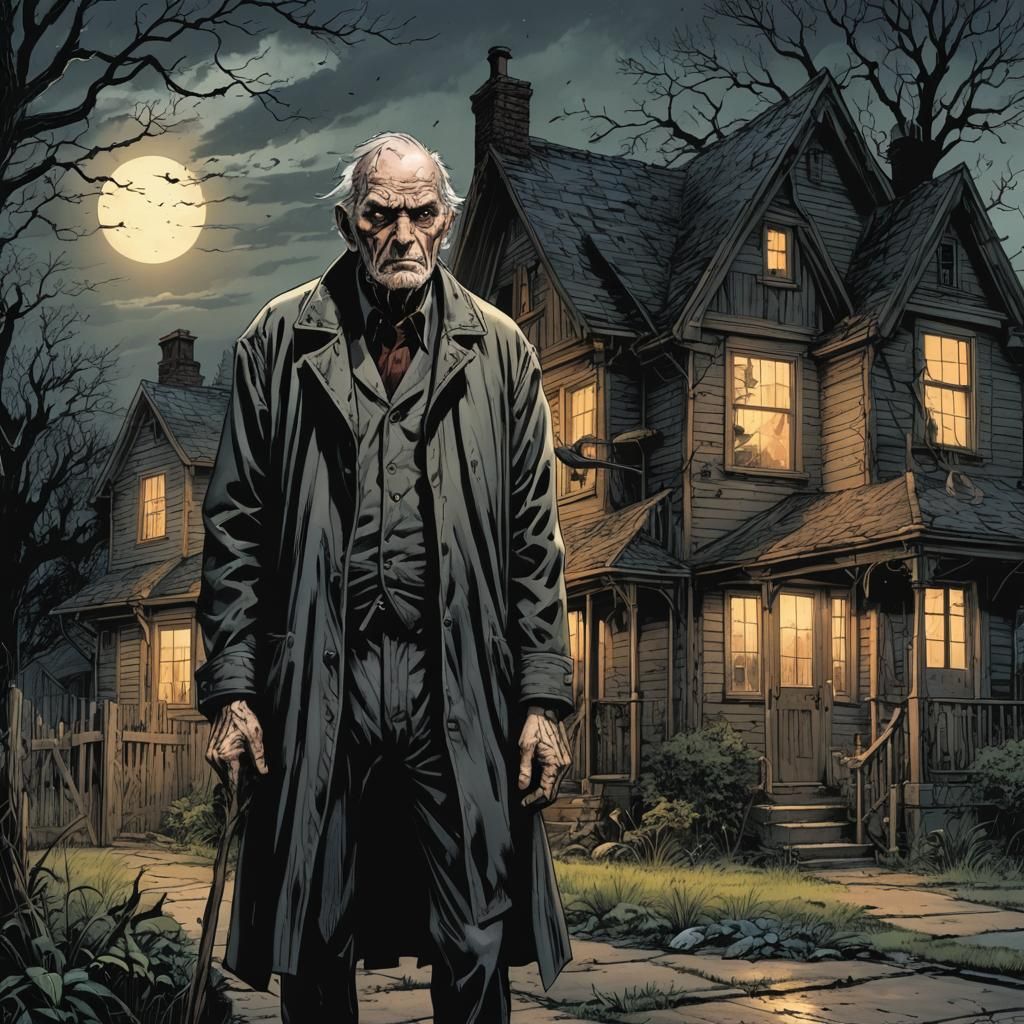 Scary Old Man Guards His Home