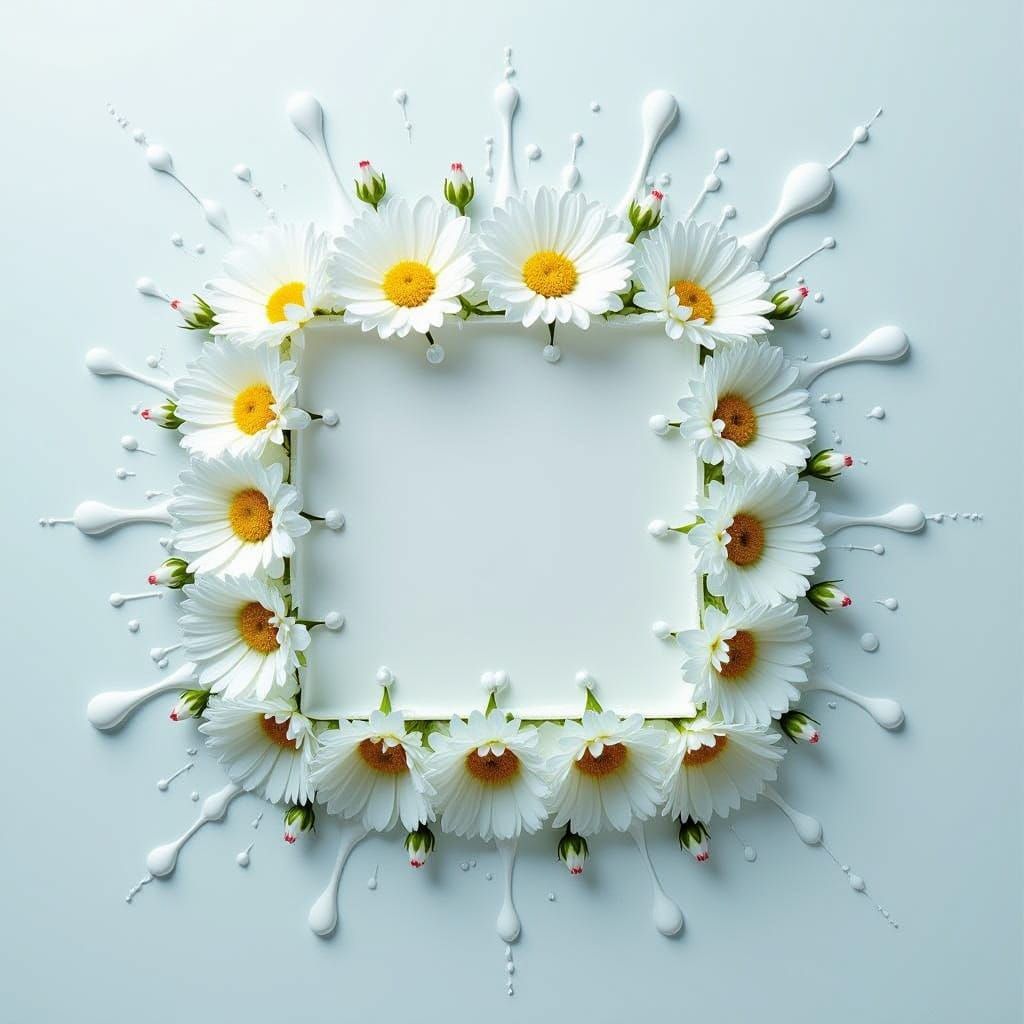 Vibrant Daisies in a Thick-Edged Square Explosion